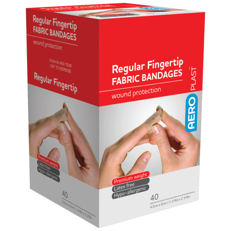 AEROPLAST Premium Fabric Regular Fingertip Dressings 6 x 4.5cm Box/40 - AFP430 by Aero Healthcare,