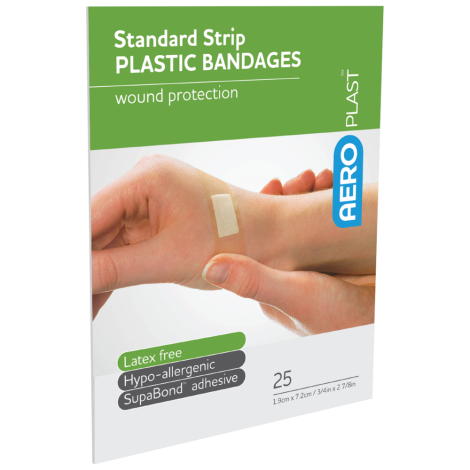 AEROPLAST Plastic Standard Strip 7.2 x 1.9cm Env/25 - AP10125 by Aero Healthcare,