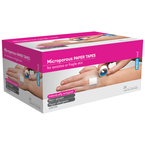 AEROTAPE White Microporous Paper Tape 1.25cm x 5M Box/24 - AP312 by Aero Healthcare,