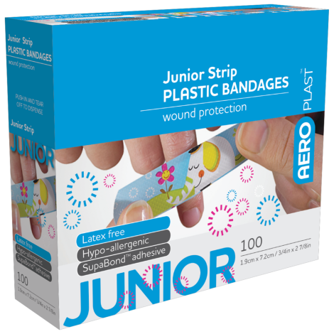 AEROPLAST Plastic Junior Strip 7.2 x 1.9cm Box/100 - APC100 by Aero Healthcare,