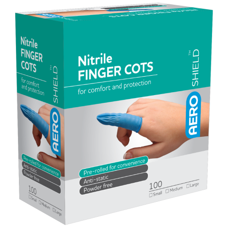 AEROSHIELD Medium Nitrile Finger Cots Box/100 - ASN100-M by Aero Healthcare,