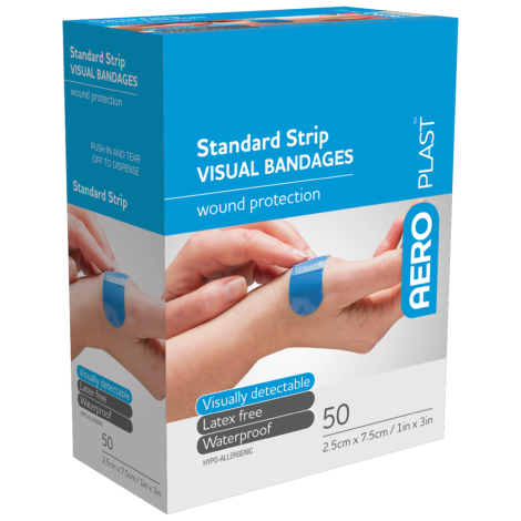 AEROPLAST Premium Visual Strip 7.5 x 2.5cm Box/50 - AV2050 by Aero Healthcare, 