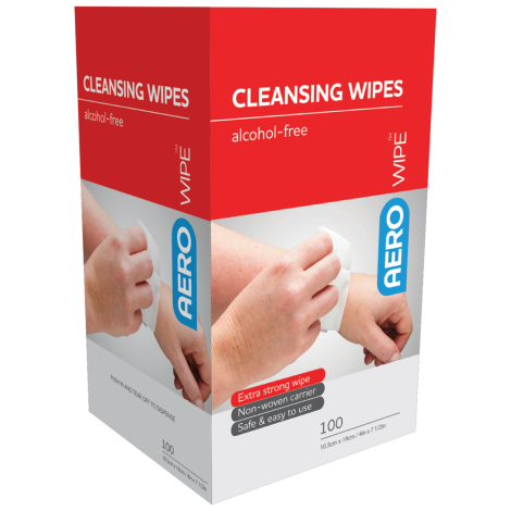 AEROWIPE Alcohol-Free Cleansing Wipes Box/100 - AW8100 by Aero Healthcare,