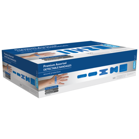 AEROPLAST Premium Detectable Assorted Dressings Box/100 - AD1006 by Aero Healthcare,