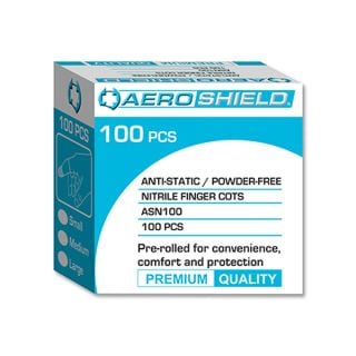 Aeroshield Finger Cots Nitrile Blue pack 100 - finger-cots ASN100 by Aero Healthcare,