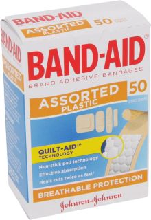 J&J Bandaid Assorted Shaped Plastic Dressings (50) - 17163 by Johnson & Johnson,