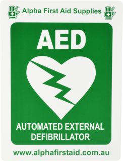 Sign - AED with Alpha  Logo 225 x 300mm P - 480009 , 