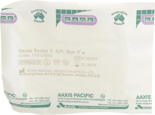 Gauze Swabs 7.5 x 7.5cm Sterile - Cotton, Pack of 3 - 5703 , 