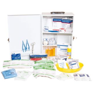 High Risk Standard Workplace Kit (1-29) Wall Mounted Metal 2FE Cabinet - 93040 by Alpha First Aid, 