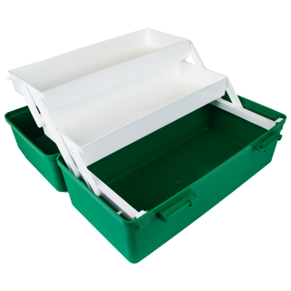 AEROCASE Green Plastic Tacklebox with 2 Trays 20 x 40 x 23cm - AKP002 by Aero Healthcare, 