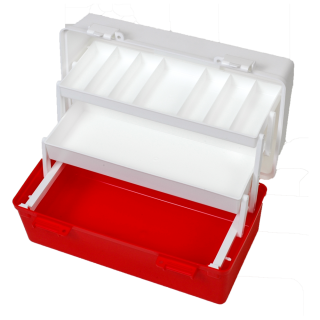 AEROCASE Red and White Plastic Tacklebox with 2 Trays 20 x 40 x 23cm - AKP002R by Aero Healthcare,