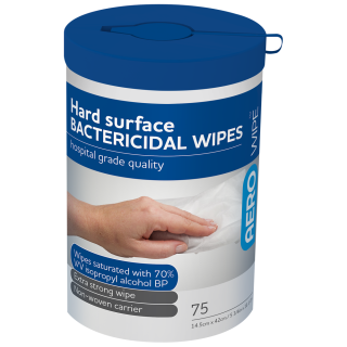 AEROWIPE 70% Isopropyl Alcohol Hard Surface Wipes Tub/75 - AW7500 by Aero Healthcare,