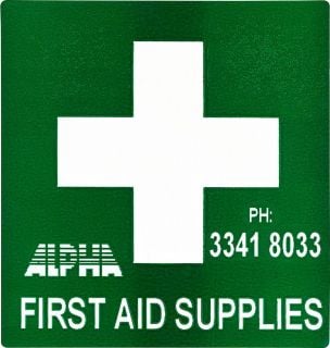First Aid Sticker - 10 x 10cm Green - EFAS , 