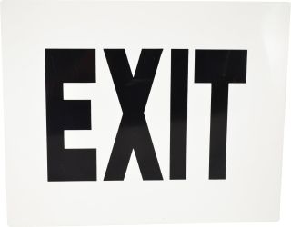 Exit Sign 600 x 480mm - Black on White Plastic Plate - J5 , 