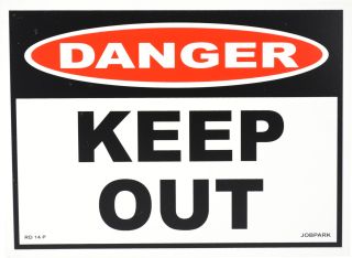 Keep Out Sign 280 x 380mm - Danger Format, Rigid Plastic - RD14 by Jobpark, 