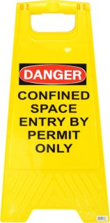 Sign - A-Frame Easel Danger Confined Space Enter By Permit Only - 430 x 590mm - RSEY ,