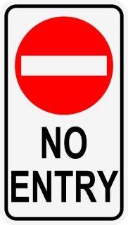 No Entry Sign 450 x 750mm - Red Disc, Rigid Plastic - T1 , 