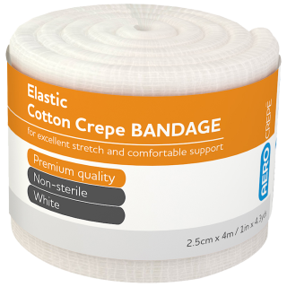 AEROCREPE Elastic Crepe Bandage 2.5cm x 4M Wrap/12 - ACE25 by Aero Healthcare,