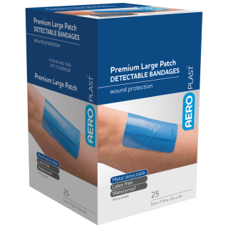 AEROPLAST Premium Detectable Large Patch 7.5 x 5cm Box/25 - AD1001 by Aero Healthcare, 
