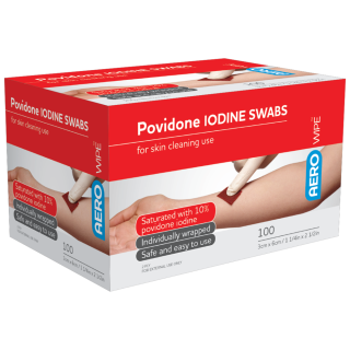 AEROWIPE Povidone Iodine Swabs 60 x 33mm Box/100 - AWP16100 by Aero Healthcare,