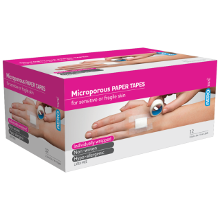 AEROTAPE White Microporous Paper Tape 2.5cm x 5M Box/12 - AP325 by Aero Healthcare, 