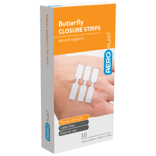 AEROPLAST Butterfly Wound Closures 45 x 10mm Box/10 - APWCB10 by Aero Healthcare,