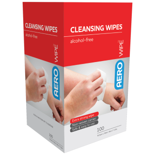 AEROWIPE Alcohol-Free Cleansing Wipes Box/100 - AW8100 by Aero Healthcare,
