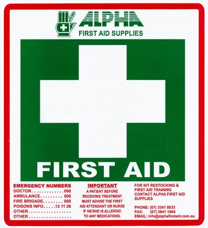 Large First Aid Sticker -  Green & White - Pack of 10 - 1957 , 