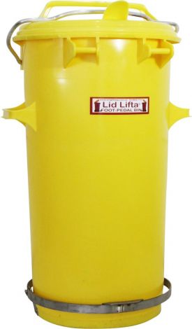 Yellow Medical Waste Bin 50L with Stainless Steel Pedal - 250004 , 