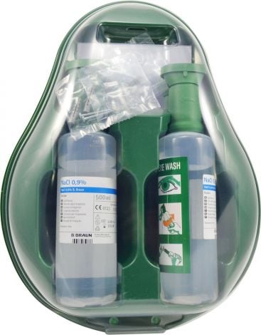Braun Eye Wash Station Wall Plate & 2 x 500ml Bottles with eye bath - 260025 , 