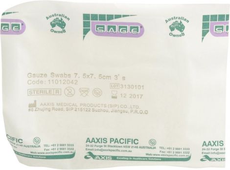 Gauze Swabs (3) 7.5 x 7.5cm Sterile - 5703 , 
