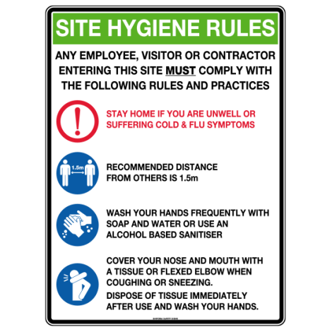 Poly Site Hygiene Rules Sign 30 x 22.5cm - 5905MP , 