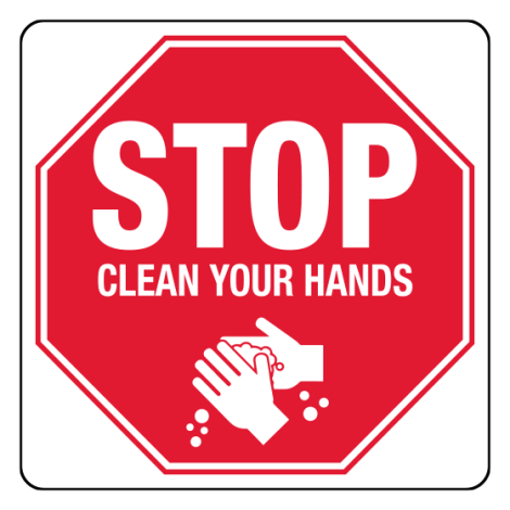 Poly Clean Hands Stop Sign 30 x 30cm - 5906MP , 