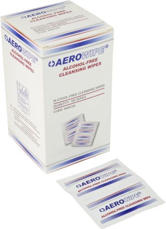 Aerowipe Sachets (100) Antibacterial Cleansing Wipes- Alcohol free - AW8100-2 , 