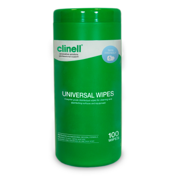 Clinell Universal Sanitising Wipes Tub 100 - CWTUB100AUS , 