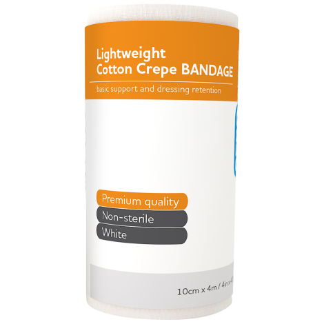 AEROCREPE Light Cotton Crepe Bandage 10cm x 4M Wrap/12 - ACL100 , 