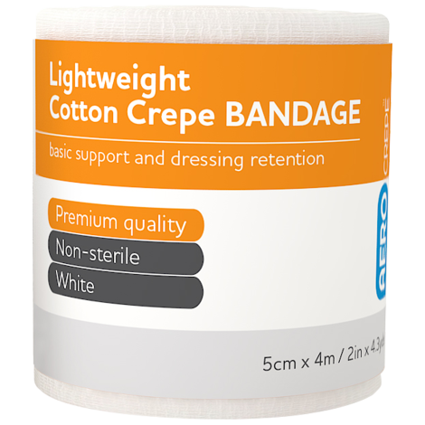 AEROCREPE Light Cotton Crepe Bandage 5cm x 4M Wrap/12 - ACL50 , 