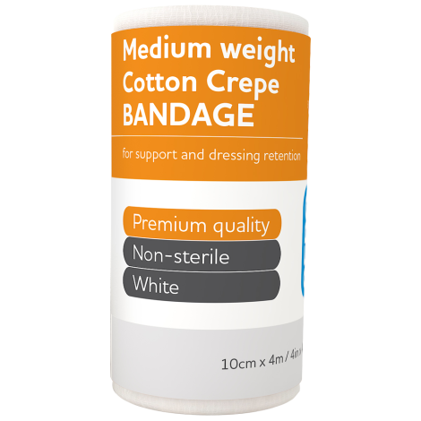 AEROCREPE Medium Cotton Crepe Bandage 10cm x 4M Wrap/12 - ACM100 , 
