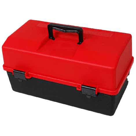 AEROCASE Red and Black Plastic Tacklebox with 2 Trays 20 x 40 x 23cm - AKP002BR , 