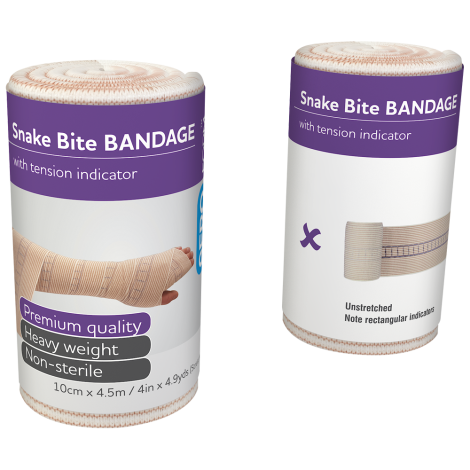 AEROFORM Short Snake Bite Bandage with Indicator 10cm x 4.5M Wrap/12 - AFSB10 , 
