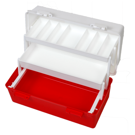 AEROCASE Red and White Plastic Tacklebox with 2 Trays 20 x 40 x 23cm - AKP002R , 