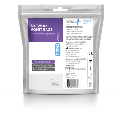 AEROWASTE Bio-Waste Vomit Bag 1500ml Bag/4 - AW1514 , 