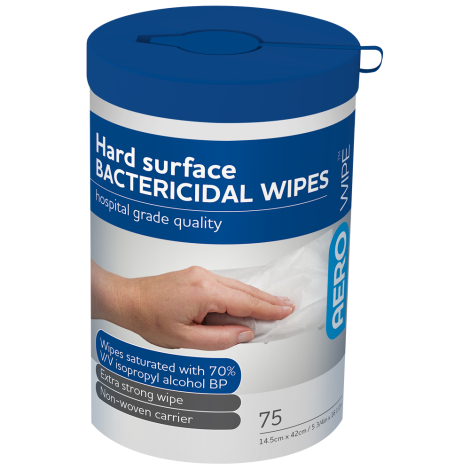AEROWIPE 70% Isopropyl Alcohol Hard Surface Wipes Tub/75 - AW7500 , 