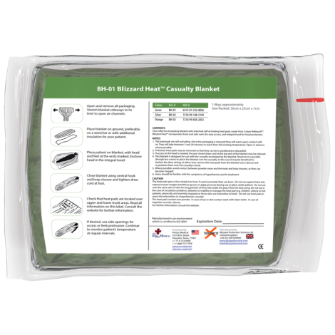 BLIZZARD Green EMS Heat Casualty Blanket 245 x 265cm - BH-01 , 