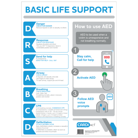 CARDIACT CPR Wall Chart 29.7 x 42cm (A3) - CA-20 , 