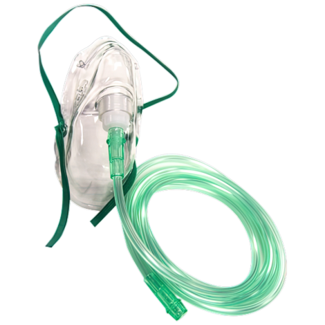 Oxygen Therapy Mask with 2M Tubing - Adult (GST FREE) - OX003 , 