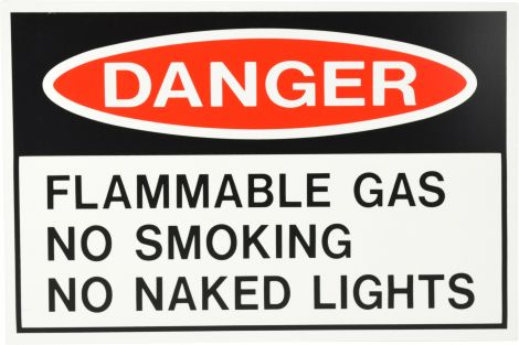 Sign - Danger Flammable Gas No Smoking No Naked Lights 450 x 300mm P - RD2 , 