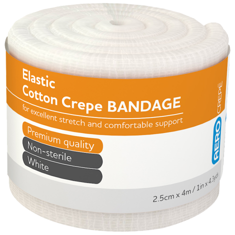 AEROCREPE Elastic Crepe Bandage 2.5cm x 4M Wrap/12 - ACE25 ,