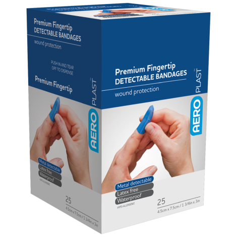 AEROPLAST Premium Detectable Fingertip Dressing 7.5 x 4.5cm Box/25 - AD1002 , 