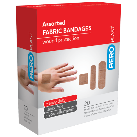 AEROPLAST Premium Fabric Assorted Dressings Box/20 - AFP5020 , 